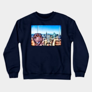 New York City Binoculars on Top of The Rock Observation Platform Crewneck Sweatshirt